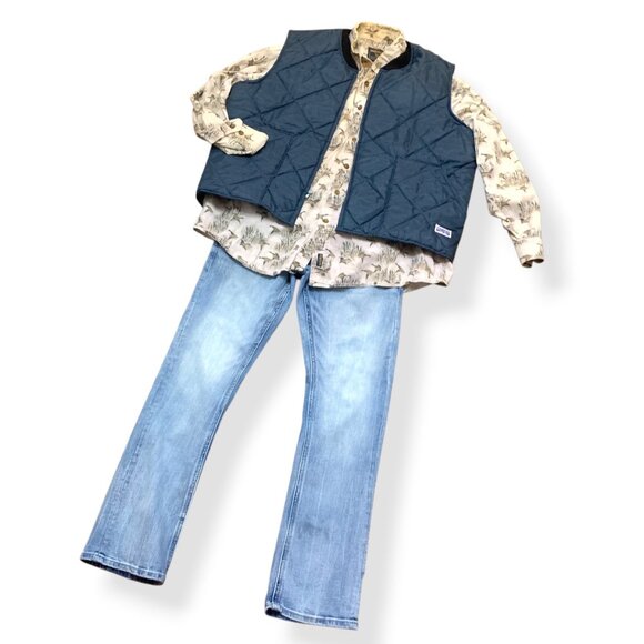 VTG Big Smith Mens Quilted Work Vest Navy Blue Size XL Outdoors Metrosexual - Picture 1 of 9